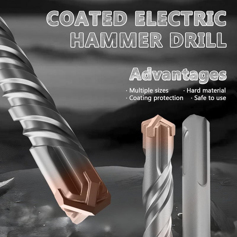FROOOK 2PCS SDS Plus Rotary Hammer Drill Bits, 5/8"×12"（16mm×310mm） - 4 Carbide Cutting Edges & Coated Head, Ideal for Masonry| Heavy-Duty Masonry |Hammer Drill Bits for Precision Drilling - Image 4